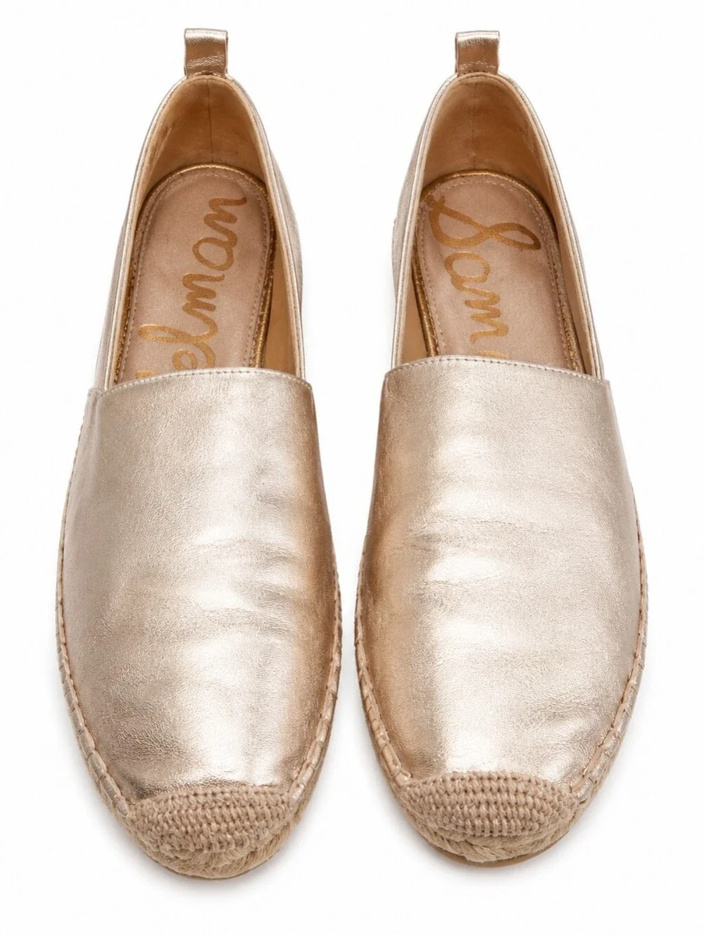 Sam Edelman Khloe espadrille flats in a gold metallic leather size 9